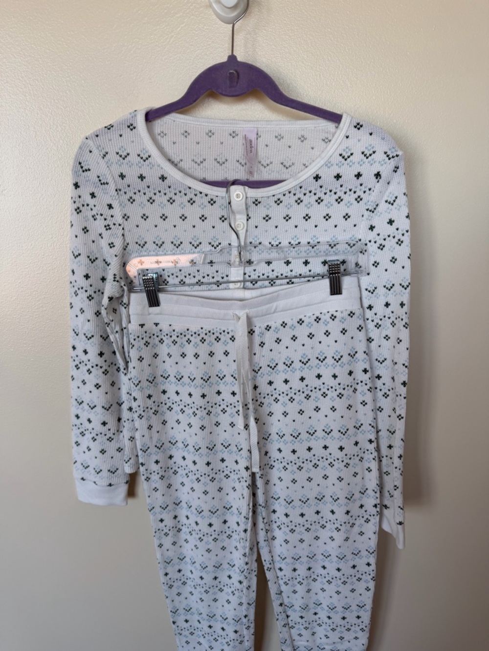 AUDEN Waffle Knit Printed Long Sleeve Tee & Jogger Pant